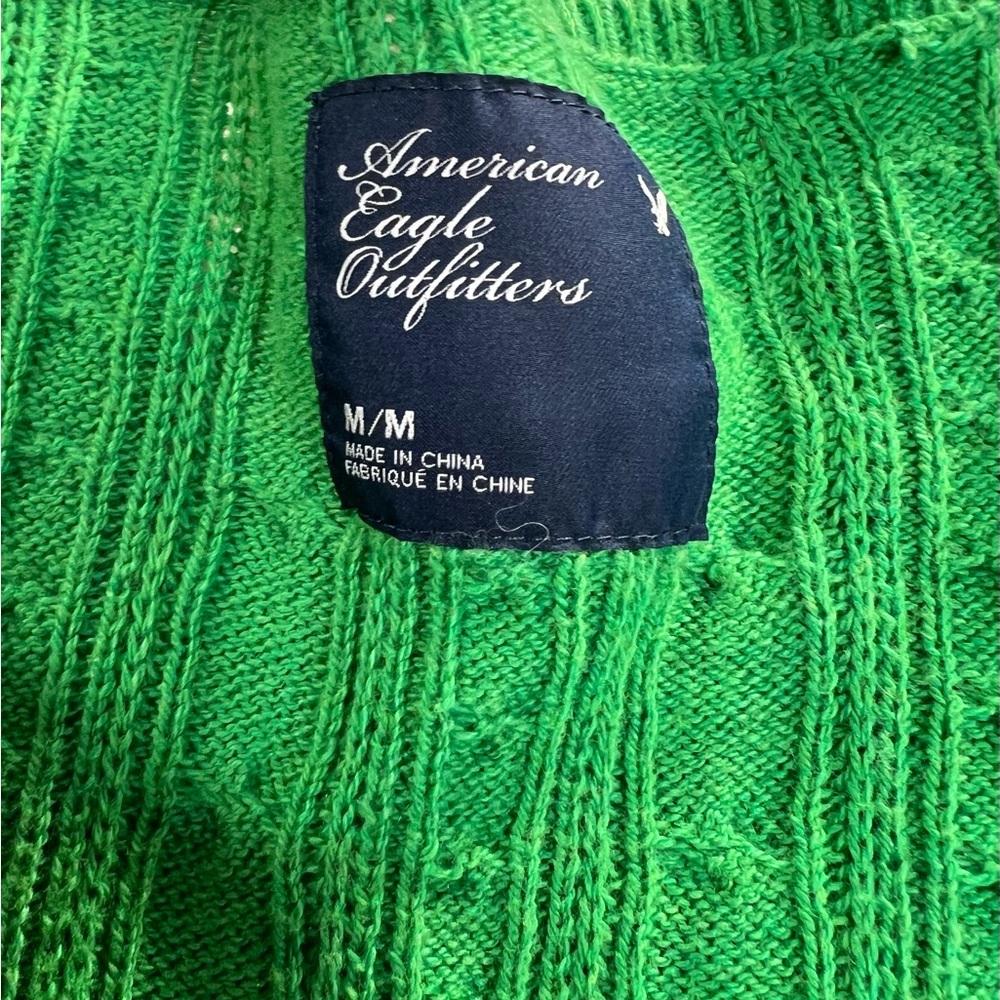 American Eagle Outfitters Vibrant Green V-Neck Sweater - Picture 3 of 8